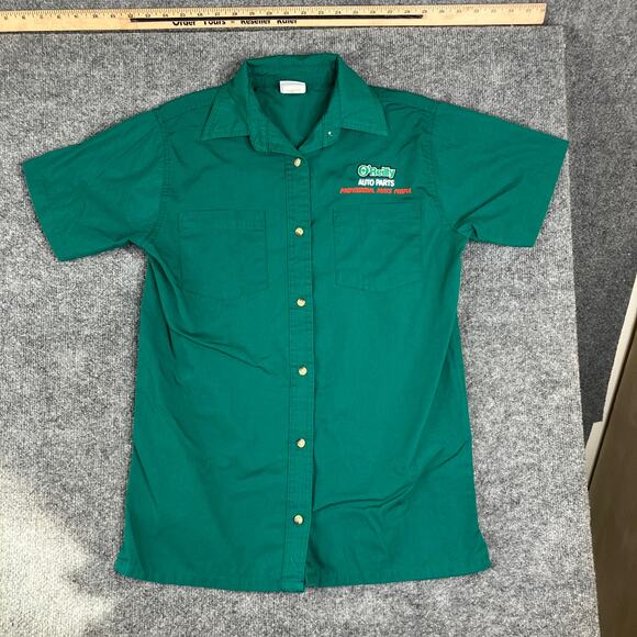 O'Reilly Auto Parts Shirt Womens Size S Green Short Sleeve Button Work Uniform - Picture 2 of 8